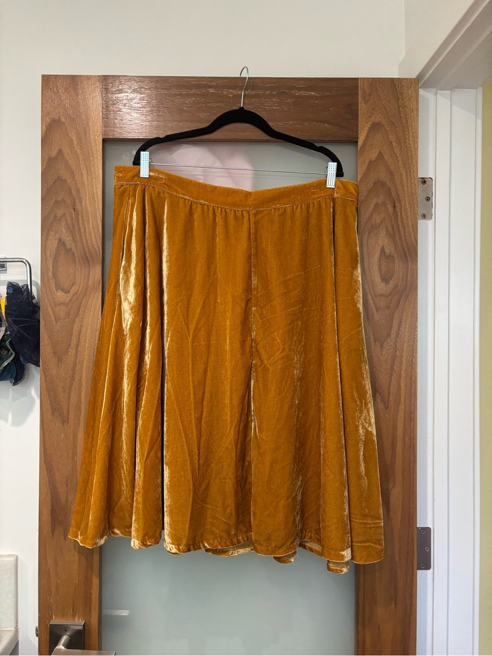 Modcloth Velvet Skater Skirt in Mustard Gold